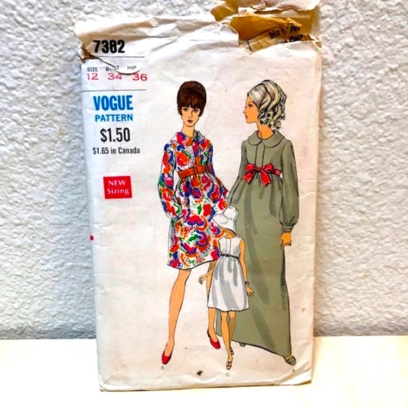 Now in a SET! Vogue Pattern #7382 Vintage. Maternity Dresses :) 3 Dress Patterns - Picture 1 of 4